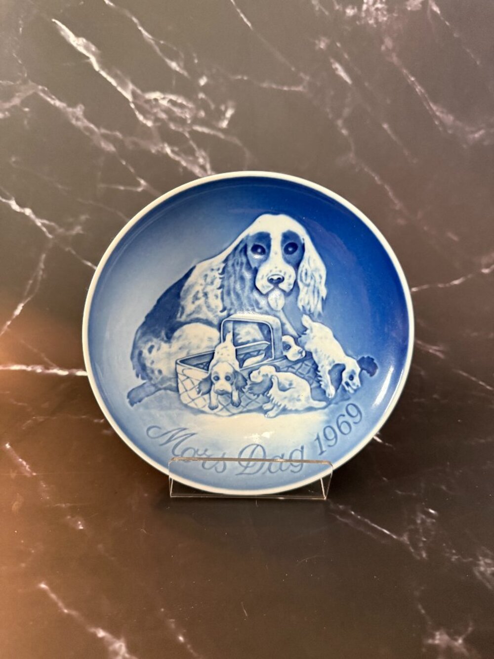 1969 Bing and Grondahl Mother's Day Plate Cocker Spaniel and Puppies Ltd Ed Dogs